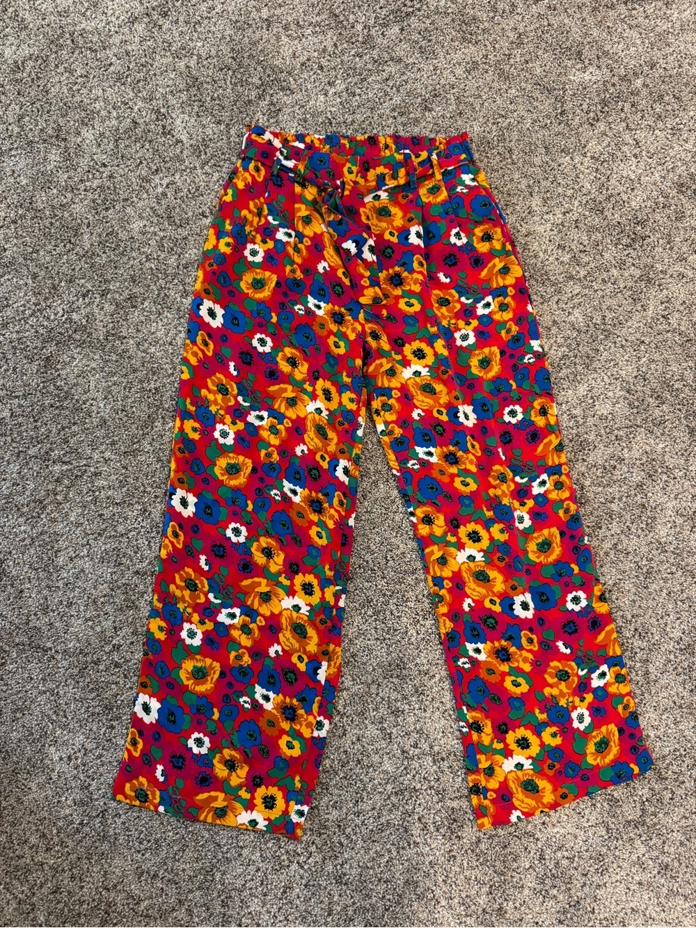 Q2 Red Multi Floral Wide-Leg Pants